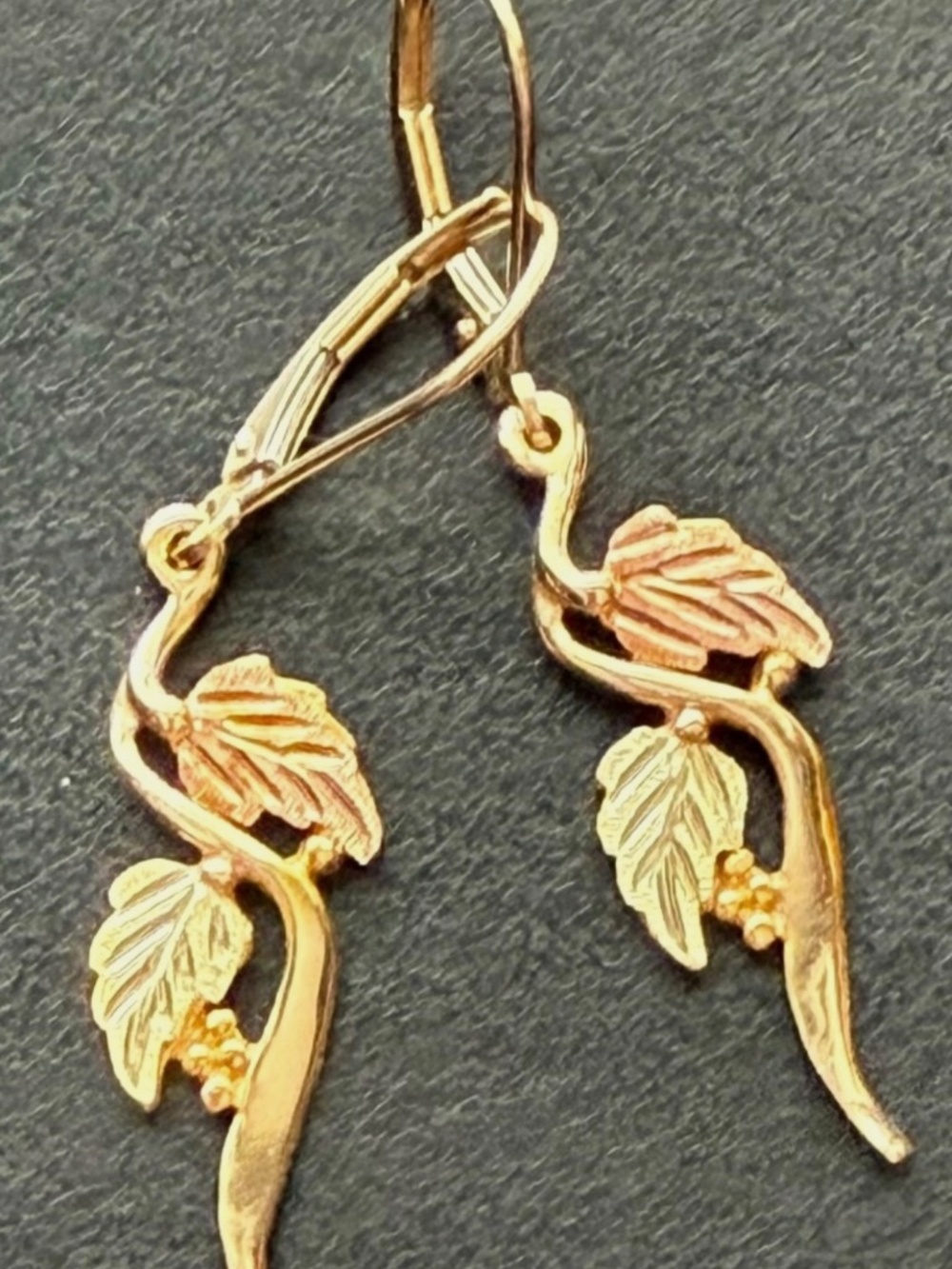 Black Hills Gold Natural Opal & 3 Diamond Necklace, Dangling Earrings & Bracelet - Picture 7 of 10